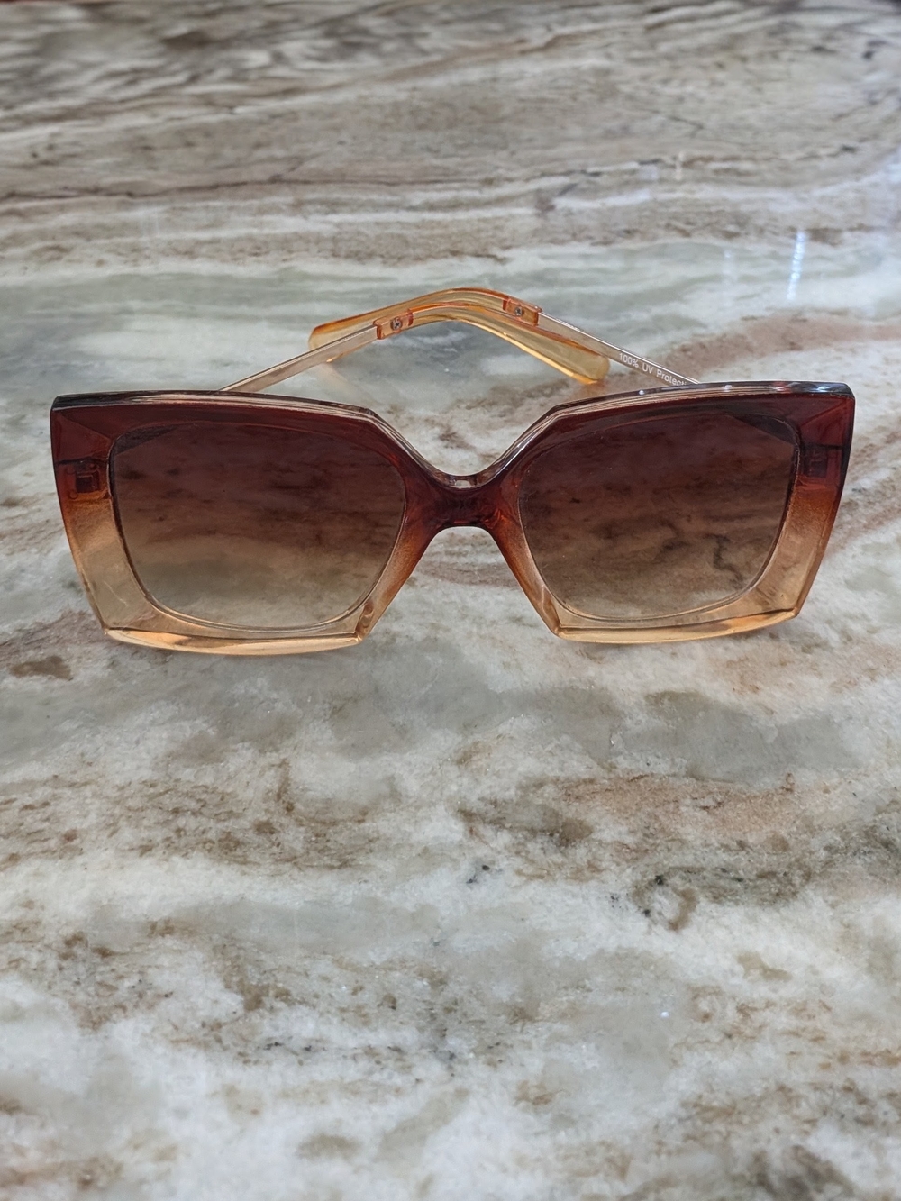 Retro Square Gradient Brown Sunglasses - Women - Picture 2 of 7